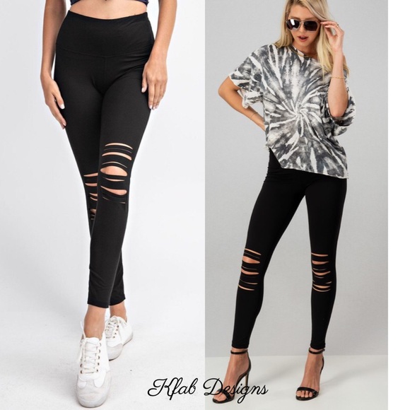 LAST 1! High Waist Laser Cut Black Soft Yoga Leggings! - Picture 7 of 12